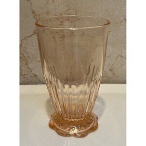 Anchor Hocking OLD COLONY Open Lace Edge PINK 10.5 FOOTED TUMBLER 5”